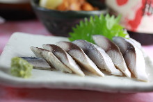 Japanese pickled mackerel sashimi