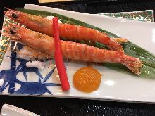 Salted and grilled Japanese tiger prawn