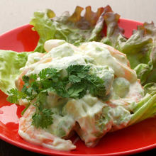 Shrimp and avocado with mayonnaise dressing