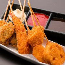 Assorted fried skewers