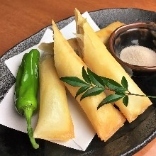 Chicken tenderloin and cheese tempura