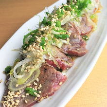 Seared marbled horse meat