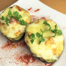 Avocado and marinated cod roe gratin