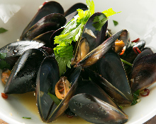 Mussels steamed in wine