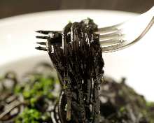 Pasta with squid ink sauce