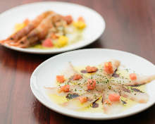 Carpaccio prepared with fresh fish of the day