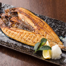 Salted and grilled Atka mackerel