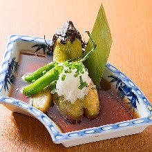 Deep-fried eggplant in broth