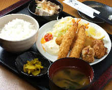 Fried food assortment