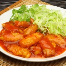 Fried fish stir-fry with chili sauce