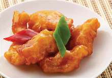 Whitefish with sweet and sour sauce