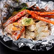 Grilled red king crab