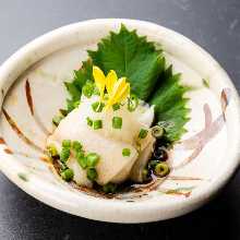 Flounder engawa (flatfish fin) with ponzu