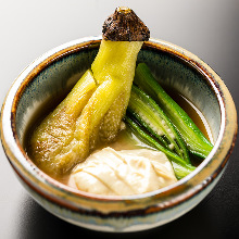 Fried and soaked eggplant