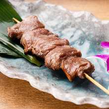 Grilled pork jowl skewer