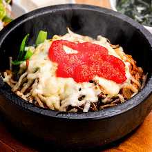 Stone-grilled spicy cod roe bibimbap