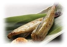 Salted and grilled saffron cod