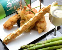 Assorted fried skewers