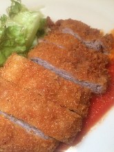 Deep-fried meat cutlet layers "mille-feuille" style