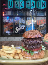 Hamburger and fries