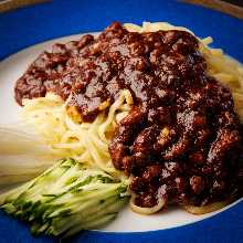 Chinese noodles topped with ground pork