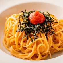 Pasta with mentaiko (marinated cod roe) cream sauce