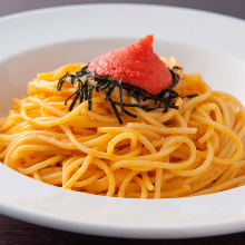 Pasta with mentaiko (marinated cod roe) cream sauce