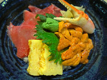 Bluefin tuna and high quality sea urchin rice bowl