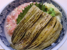 Glaze-grilled young conger eel rice bowl with NEGITORO