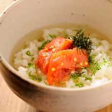 Mentaiko chazuke (marinated cod roe and rice with tea)