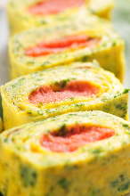Japanese-style rolled omelet with marinated cod roe