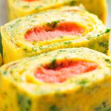 Japanese-style rolled omelet with marinated cod roe