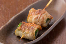 Pork belly-wrapped Japanese leek skewer