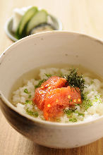 Mentaiko chazuke (marinated cod roe and rice with tea)