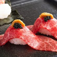 Wagyu beef nigiri sushi