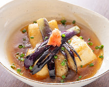 Eggplant and tofu in thick broth sauce