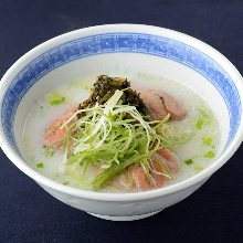 Chinese noodles in cloudy white bone broth