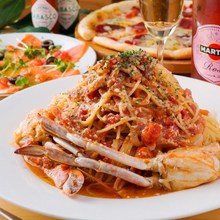 Tomato cream sauce pasta with Japanese blue crab