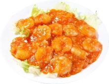 Stir-fried shrimp in chili sauce