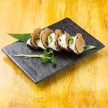 Cheese and iburi gakko (smoked daikon pickles)