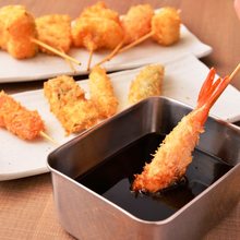 Assorted fried skewers