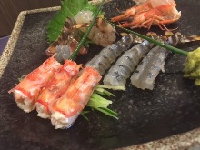 Live Japanese tiger prawn sashimi