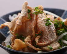 Chicken skin with ponzu