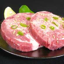 Thickly-sliced aged beef tongue seasoned with salt