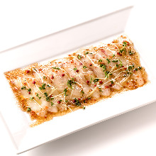 Carpaccio prepared with fresh fish of the day