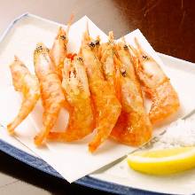 Fried pink shrimp