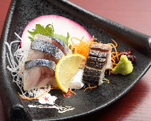 Japanese pickled mackerel sashimi