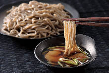 Buckwheat noodles dipped in a broth