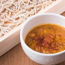 Buckwheat noodles dipped in a broth