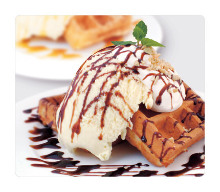 Ice cream with caramelized waffle